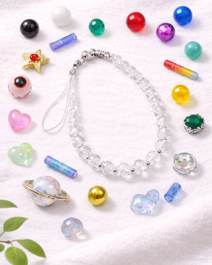 Strap colgante para celular personalizado con cuentas de colores y charms artesanales hecho a mano